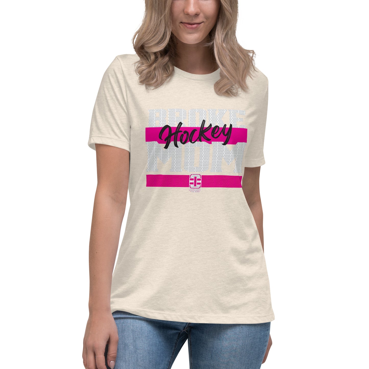 Broke Hockey Mom Pink Women's Relaxed T-Shirt