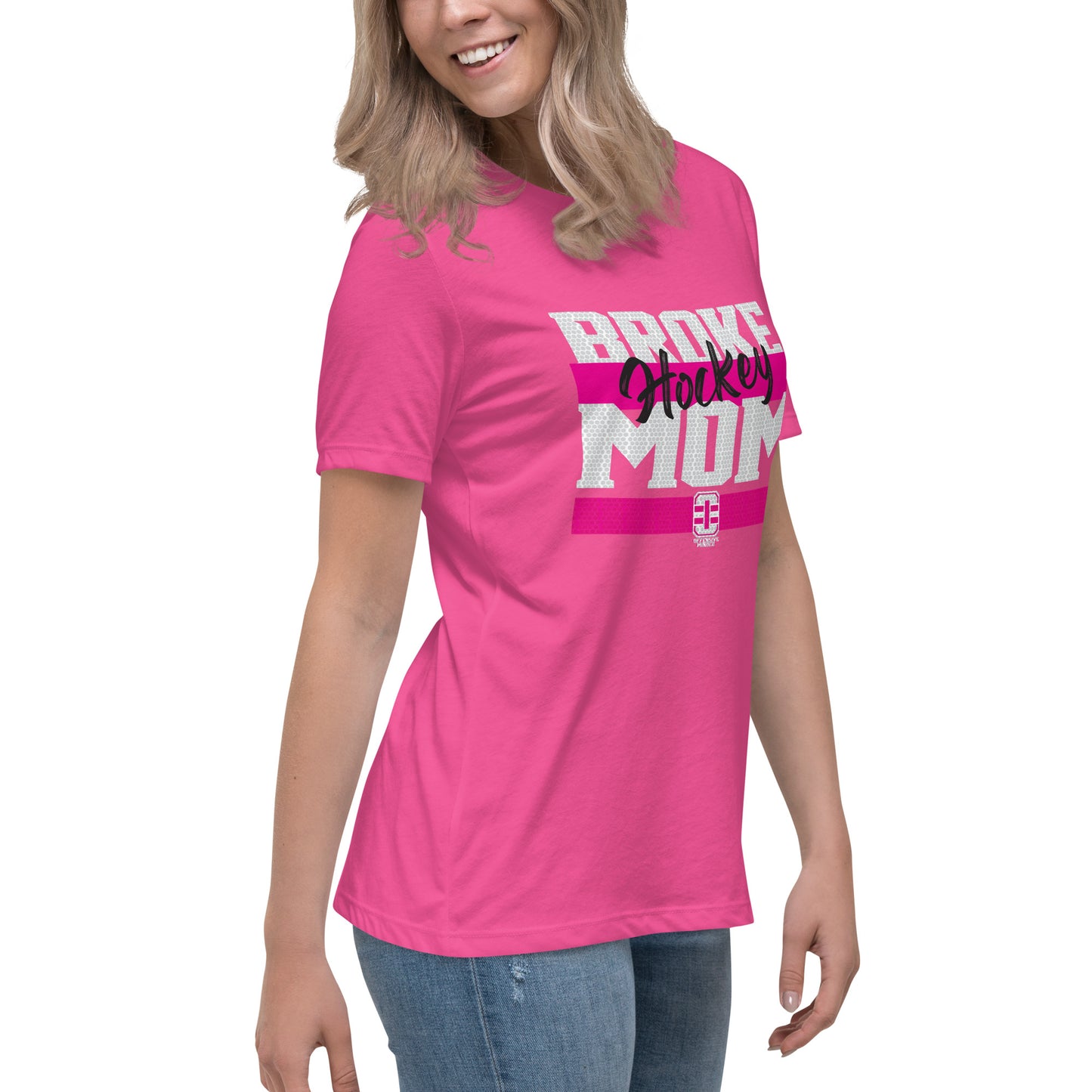 Broke Hockey Mom Pink Women's Relaxed T-Shirt