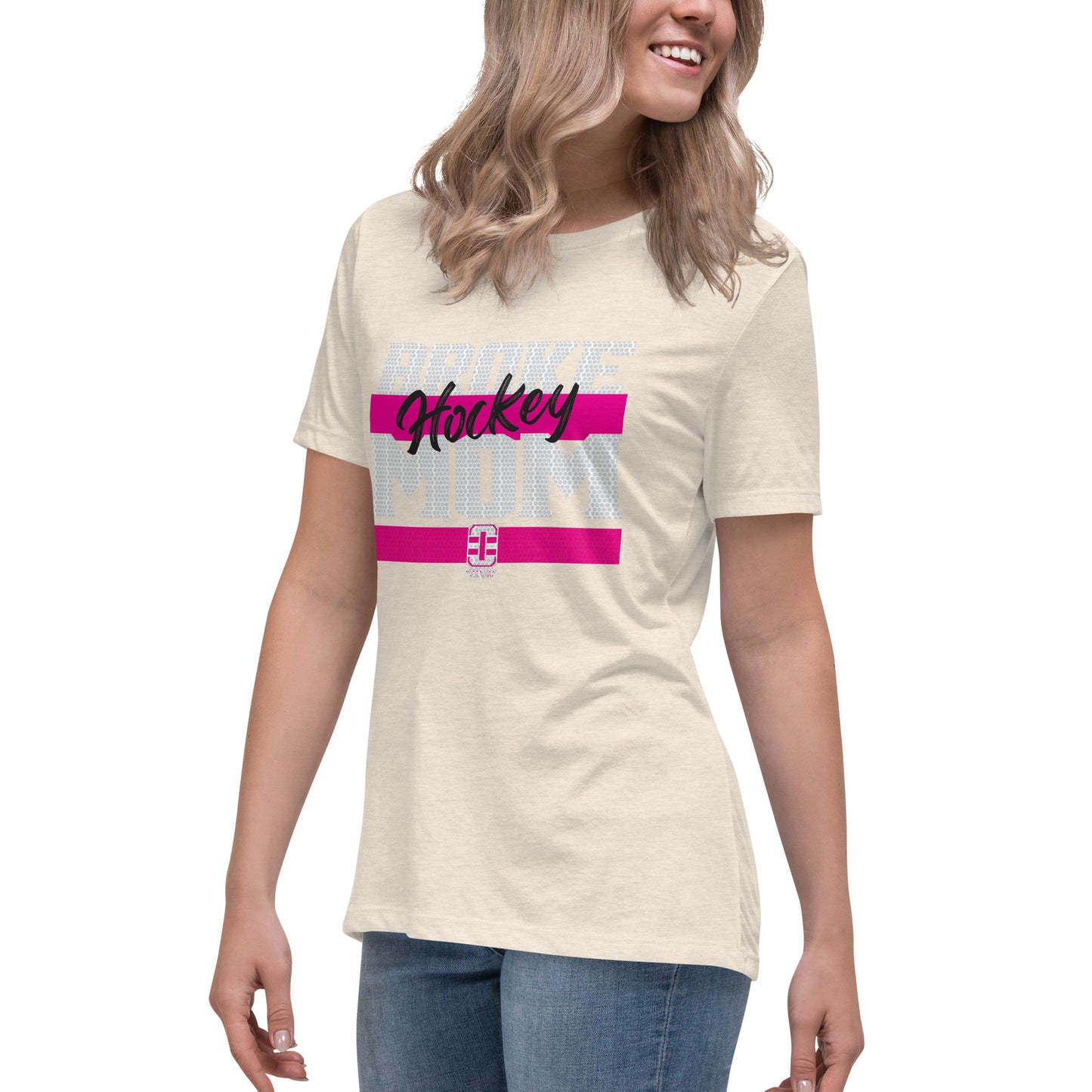 Broke Hockey Mom Pink Women's Relaxed T-Shirt