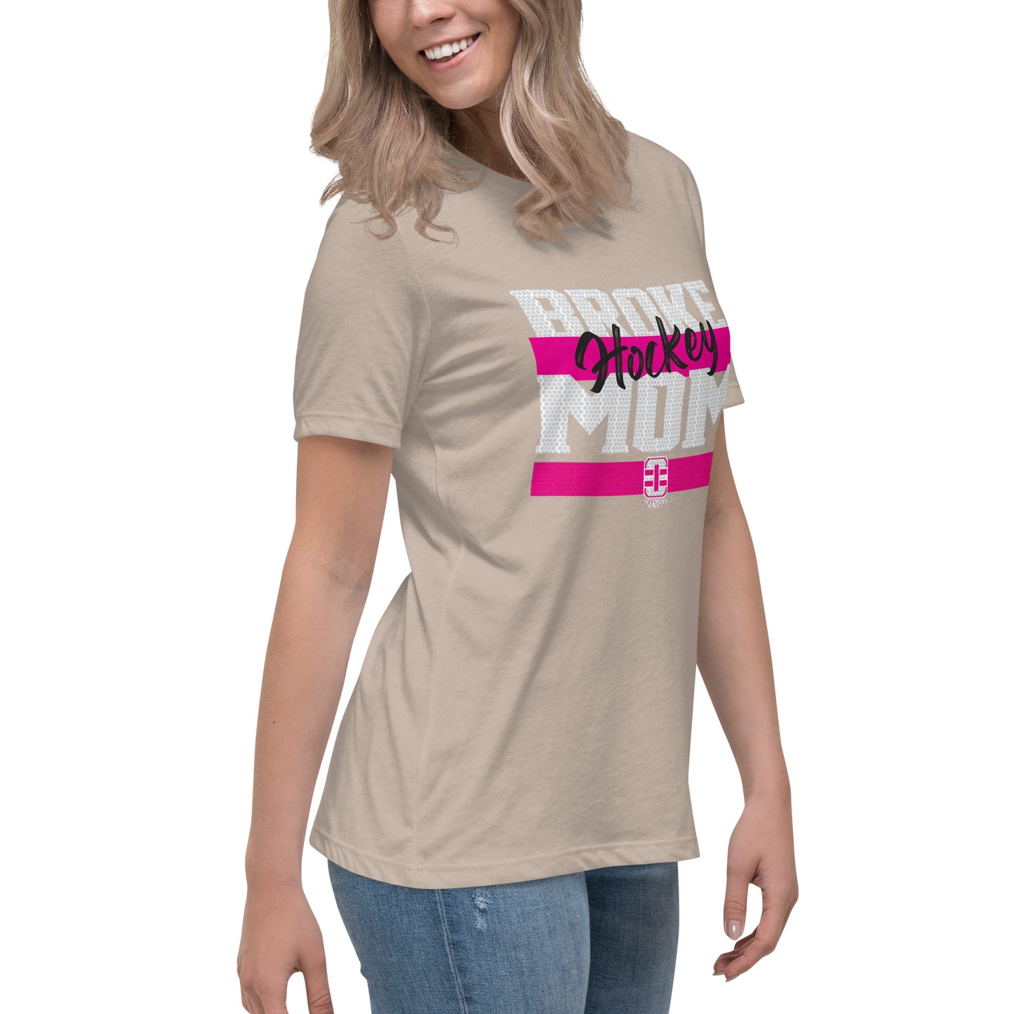 Broke Hockey Mom Pink Women's Relaxed T-Shirt