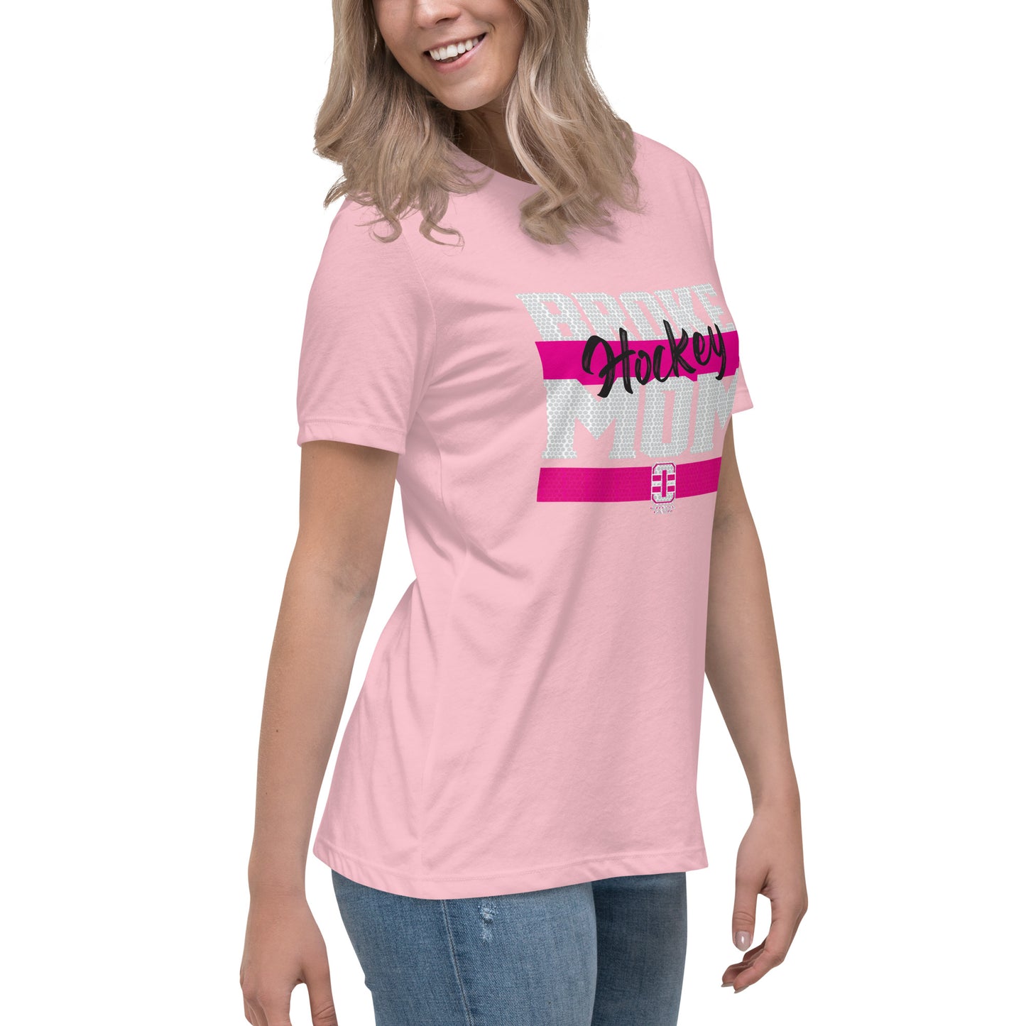 Broke Hockey Mom Pink Women's Relaxed T-Shirt